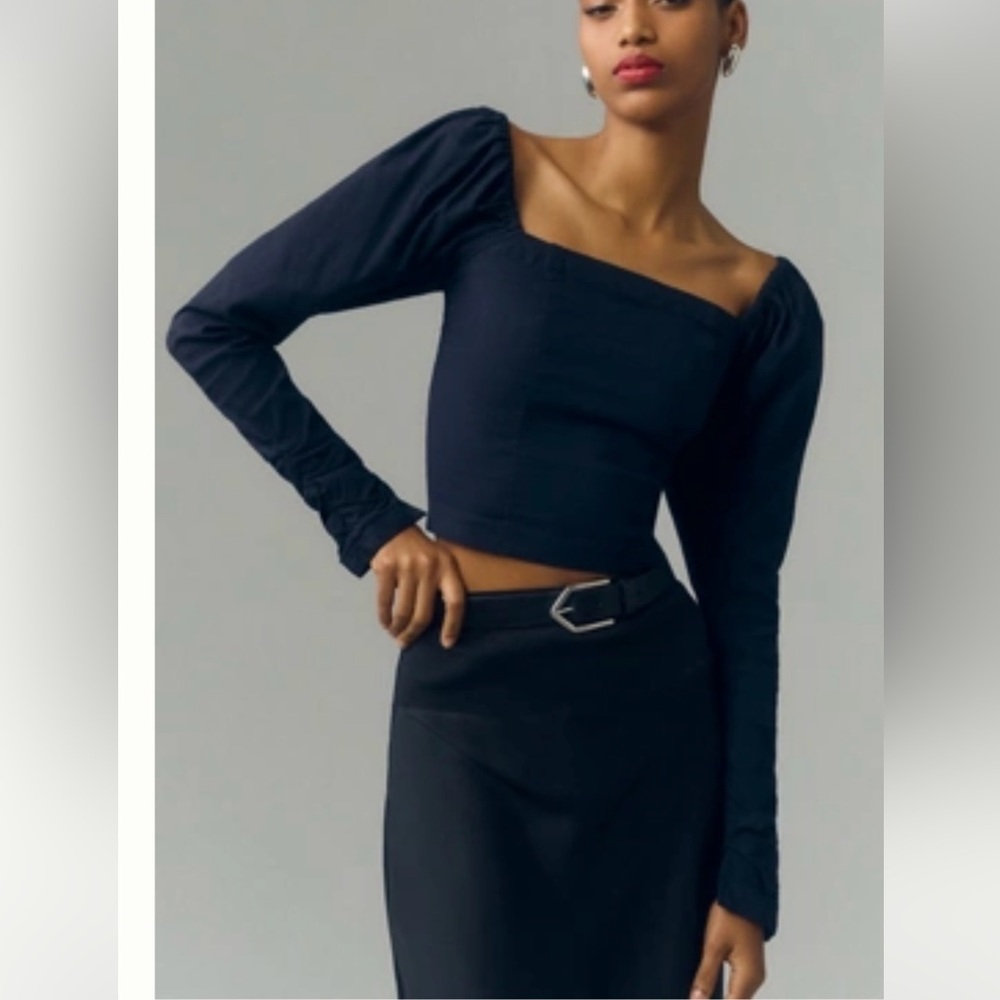 MAEVE SQUARE-NECK LONG-SLEEVE BLOUSE